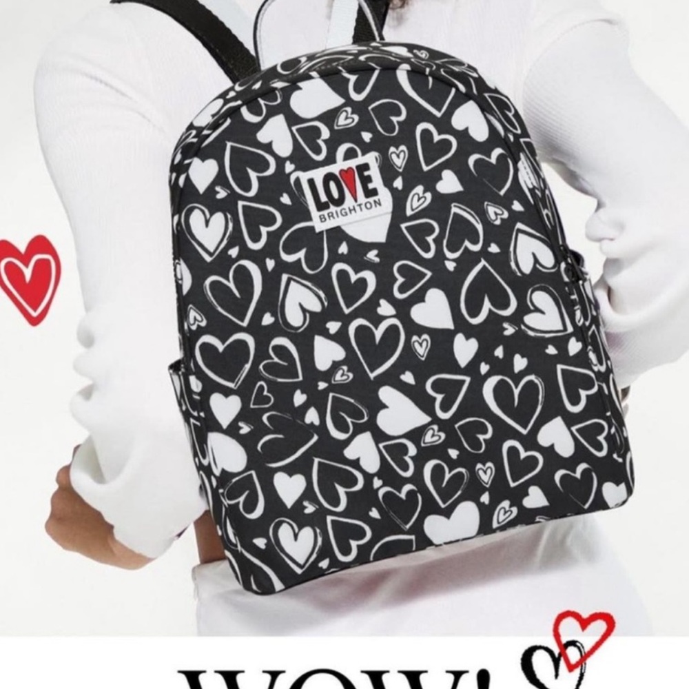 Brighton Black and White Heart Pattern Backpack